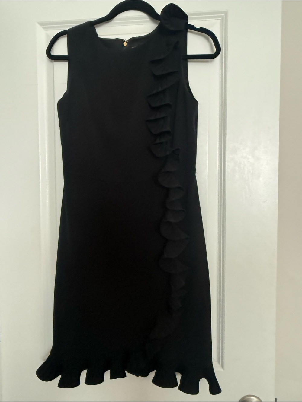 Donna Karan Sleeveless Black Ruffle Dress